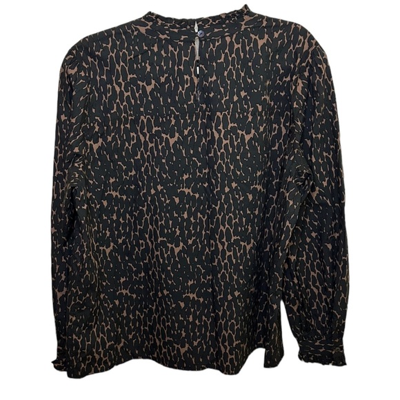 Rails Ariana Blouse Mock Neck Ruffle Cotton Cheetah Animal Print - Picture 3 of 9